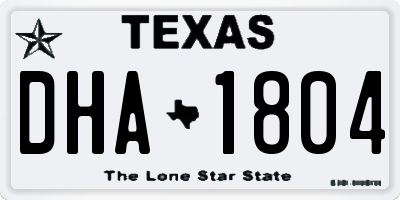 TX license plate DHA1804