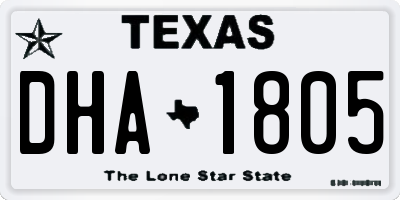 TX license plate DHA1805