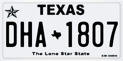 TX license plate DHA1807