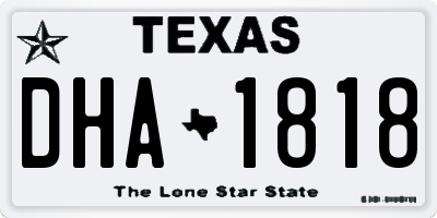 TX license plate DHA1818
