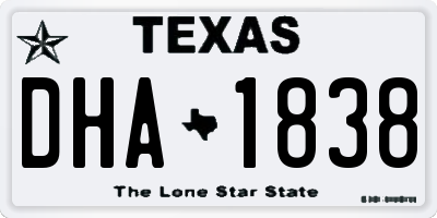 TX license plate DHA1838