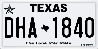 TX license plate DHA1840