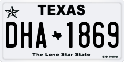 TX license plate DHA1869