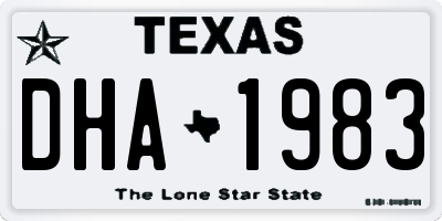 TX license plate DHA1983
