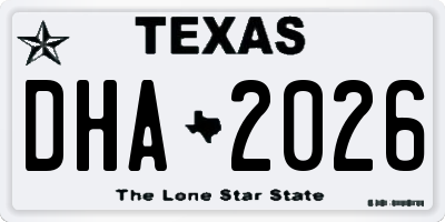 TX license plate DHA2026