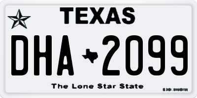 TX license plate DHA2099
