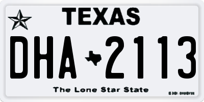 TX license plate DHA2113