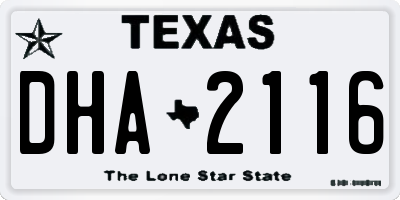 TX license plate DHA2116