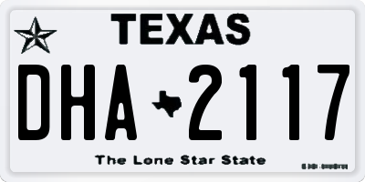 TX license plate DHA2117