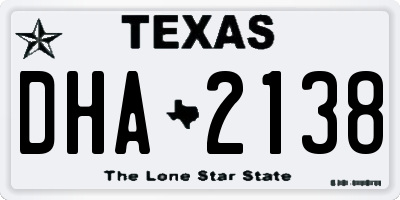 TX license plate DHA2138