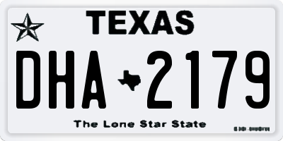 TX license plate DHA2179