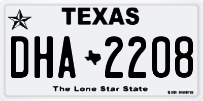 TX license plate DHA2208