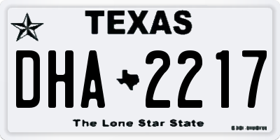 TX license plate DHA2217