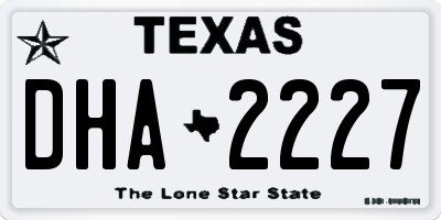 TX license plate DHA2227