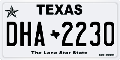 TX license plate DHA2230