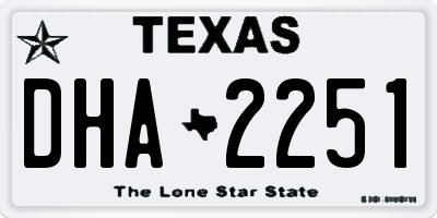 TX license plate DHA2251