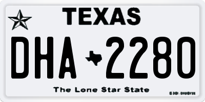 TX license plate DHA2280