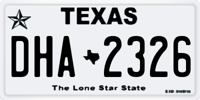 TX license plate DHA2326