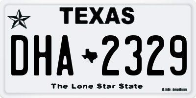 TX license plate DHA2329