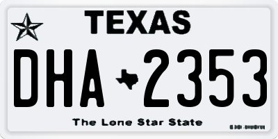 TX license plate DHA2353