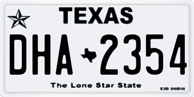 TX license plate DHA2354