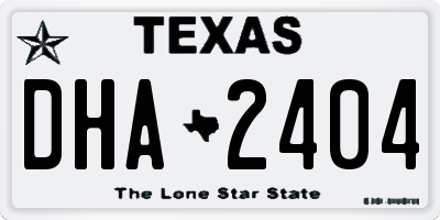 TX license plate DHA2404