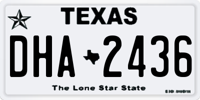 TX license plate DHA2436