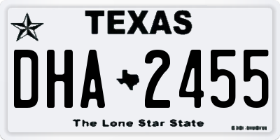 TX license plate DHA2455