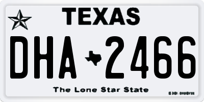 TX license plate DHA2466