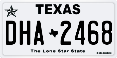 TX license plate DHA2468