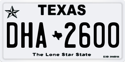 TX license plate DHA2600