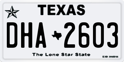 TX license plate DHA2603