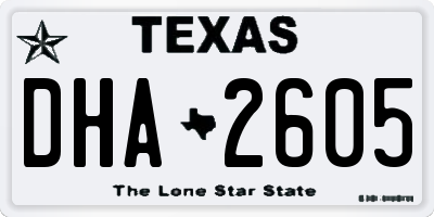 TX license plate DHA2605