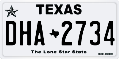 TX license plate DHA2734