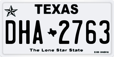 TX license plate DHA2763