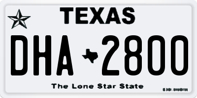 TX license plate DHA2800