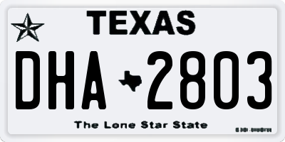 TX license plate DHA2803