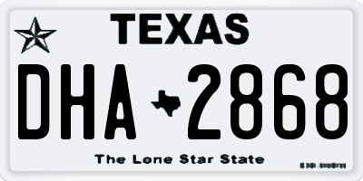 TX license plate DHA2868