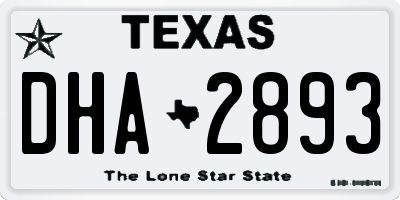 TX license plate DHA2893