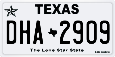 TX license plate DHA2909
