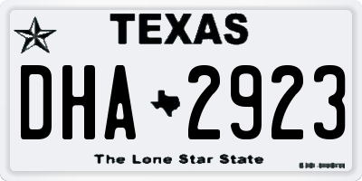 TX license plate DHA2923