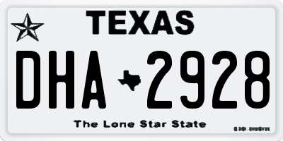 TX license plate DHA2928