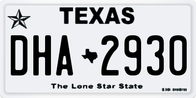 TX license plate DHA2930