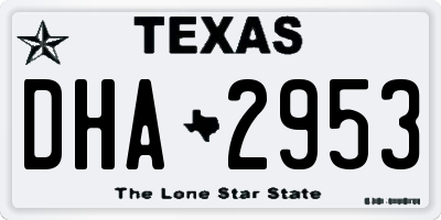 TX license plate DHA2953