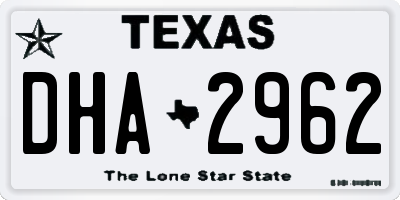 TX license plate DHA2962
