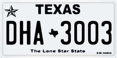 TX license plate DHA3003