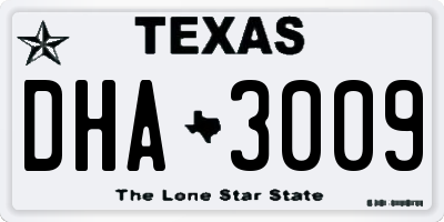 TX license plate DHA3009