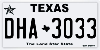 TX license plate DHA3033