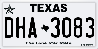 TX license plate DHA3083