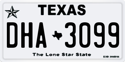 TX license plate DHA3099